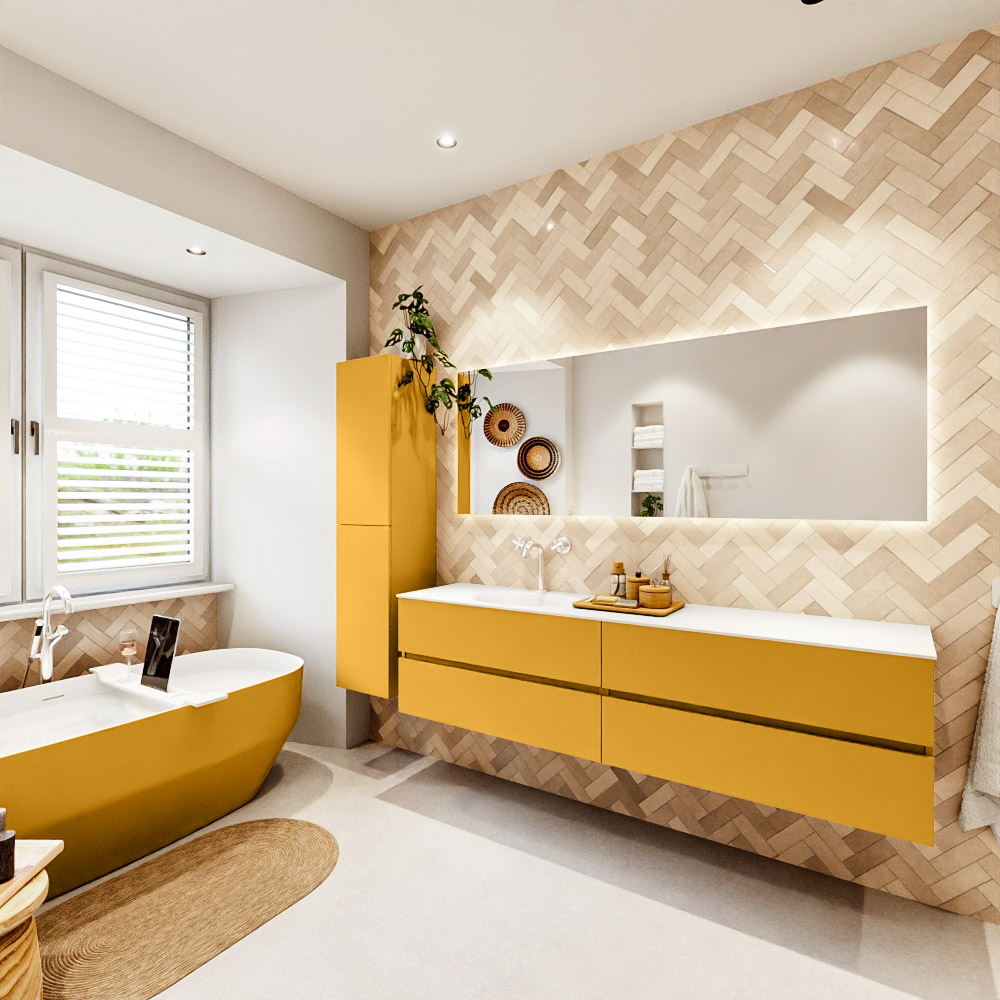 MONDIAZ VICA 190cm mueble de baño Ocher 4 cajones. Lavabo MOON Izquierda 1 orificio, color Talc. 4 MONDIAZ VICA 190cm mueble de baño Ocher 4 cajones. Lavabo MOON Izquierda 1 orificio, color Talc. - Imagen 4