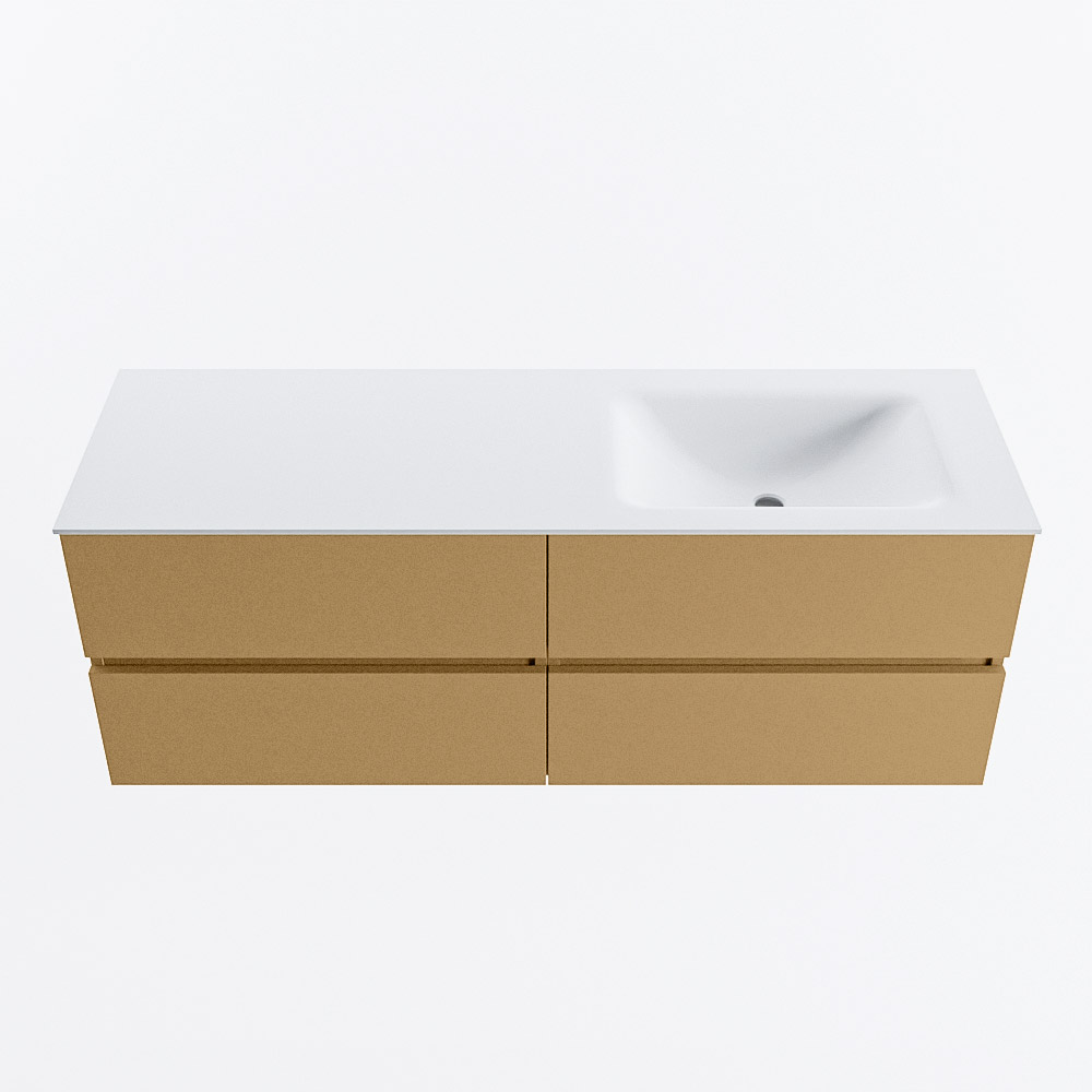 MONDIAZ VICA 140cm mueble de baño Oro 4 cajones. Lavabo CLOUD Derecho 1 orificio, color Talc. 5 MONDIAZ VICA 140cm mueble de baño Oro 4 cajones. Lavabo CLOUD Derecho 1 orificio, color Talc. - Imagen 5