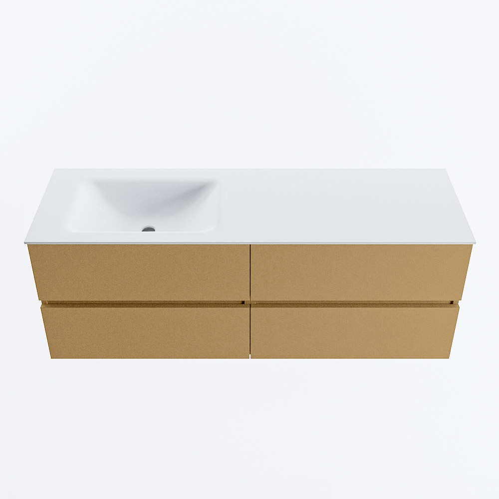 MONDIAZ VICA 140cm mueble de baño Oro 4 cajones. Lavabo CLOUD Izquierda sin orificio, color Talc. 5 MONDIAZ VICA 140cm mueble de baño Oro 4 cajones. Lavabo CLOUD Izquierda sin orificio, color Talc. - Imagen 5