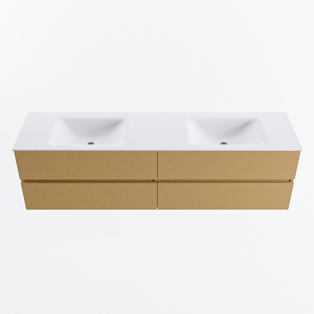 MONDIAZ VICA 180cm mueble de baño Oro 4 cajones. Lavabo CLOUD Doble sin orificio, color Talc. 5 MONDIAZ VICA 180cm mueble de baño Oro 4 cajones. Lavabo CLOUD Doble sin orificio, color Talc. - Imagen 5