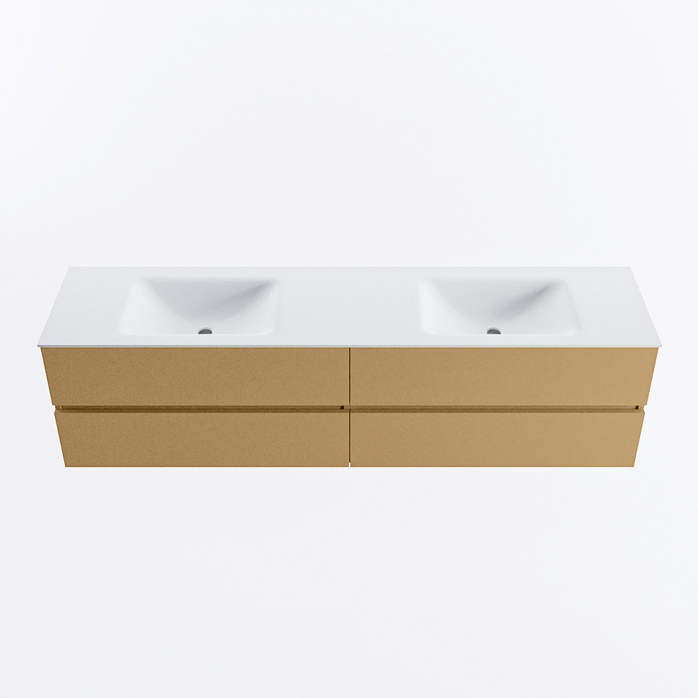 MONDIAZ VICA 190cm mueble de baño Oro 4 cajones. Lavabo CLOUD Doble sin orificio, color Talc. 5 MONDIAZ VICA 190cm mueble de baño Oro 4 cajones. Lavabo CLOUD Doble sin orificio, color Talc. - Imagen 5