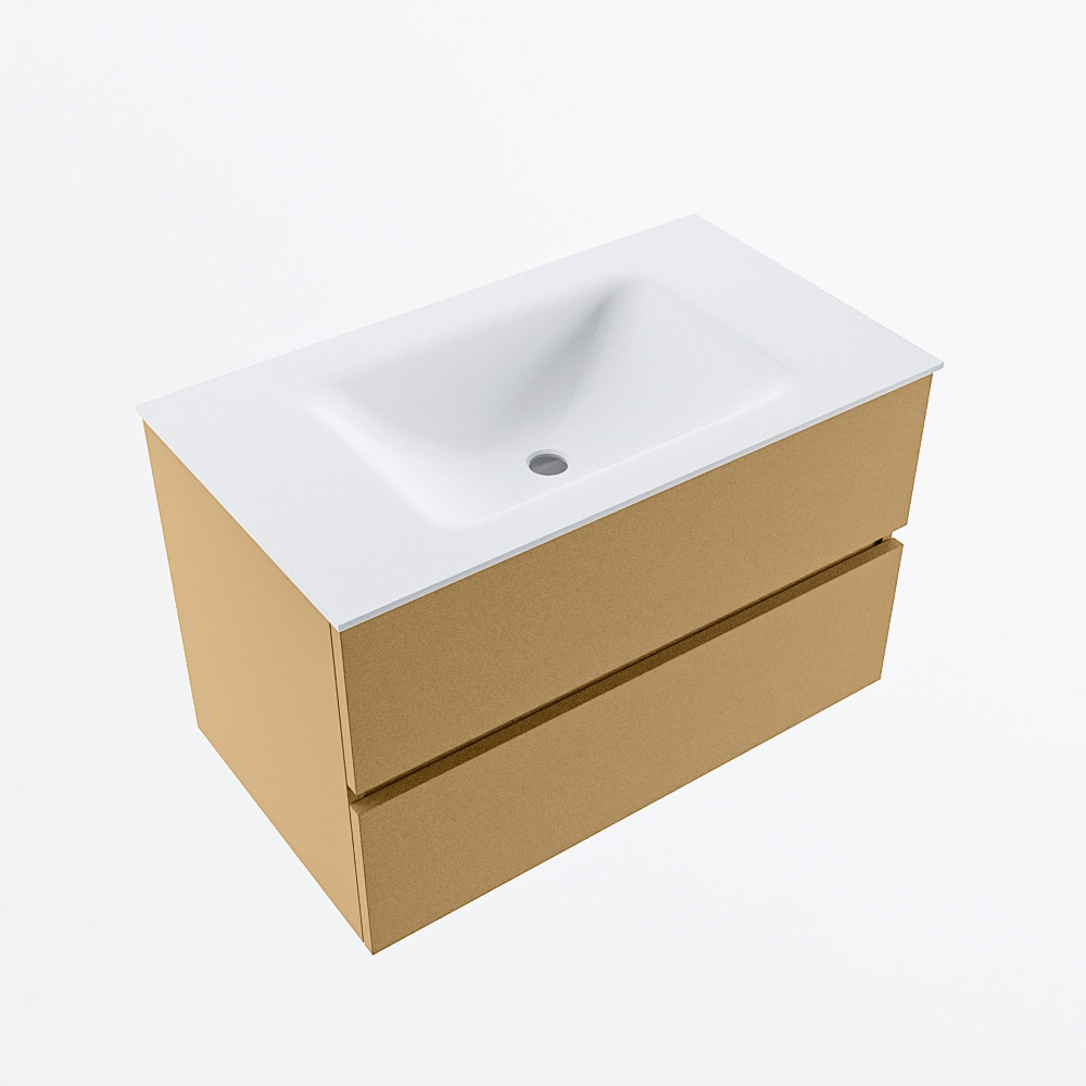 MONDIAZ VICA 80cm mueble de baño Oro 2 cajones. Lavabo CLOUD Centro sin orificio, color Talc. 6 MONDIAZ VICA 80cm mueble de baño Oro 2 cajones. Lavabo CLOUD Centro sin orificio, color Talc. - Imagen 6