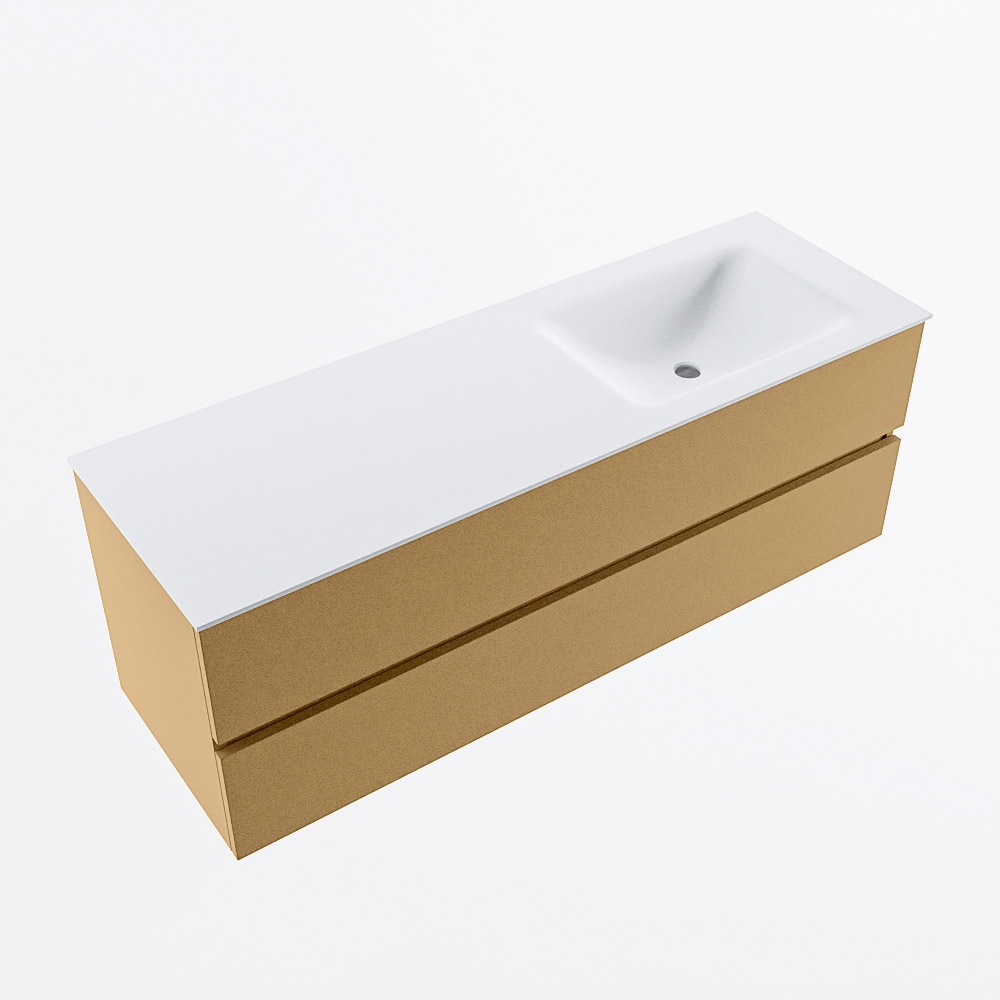 MONDIAZ VICA 140cm mueble de baño Oro 2 cajones. Lavabo CLOUD Derecho sin orificio, color Talc. 6 MONDIAZ VICA 140cm mueble de baño Oro 2 cajones. Lavabo CLOUD Derecho sin orificio, color Talc. - Imagen 6