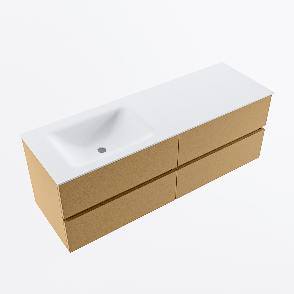 MONDIAZ VICA 140cm mueble de baño Oro 4 cajones. Lavabo CLOUD Izquierda sin orificio, color Talc. 6 MONDIAZ VICA 140cm mueble de baño Oro 4 cajones. Lavabo CLOUD Izquierda sin orificio, color Talc. - Imagen 6