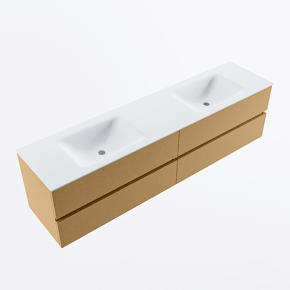 MONDIAZ VICA 190cm mueble de baño Oro 4 cajones. Lavabo CLOUD Doble sin orificio, color Talc. 6 MONDIAZ VICA 190cm mueble de baño Oro 4 cajones. Lavabo CLOUD Doble sin orificio, color Talc. - Imagen 6