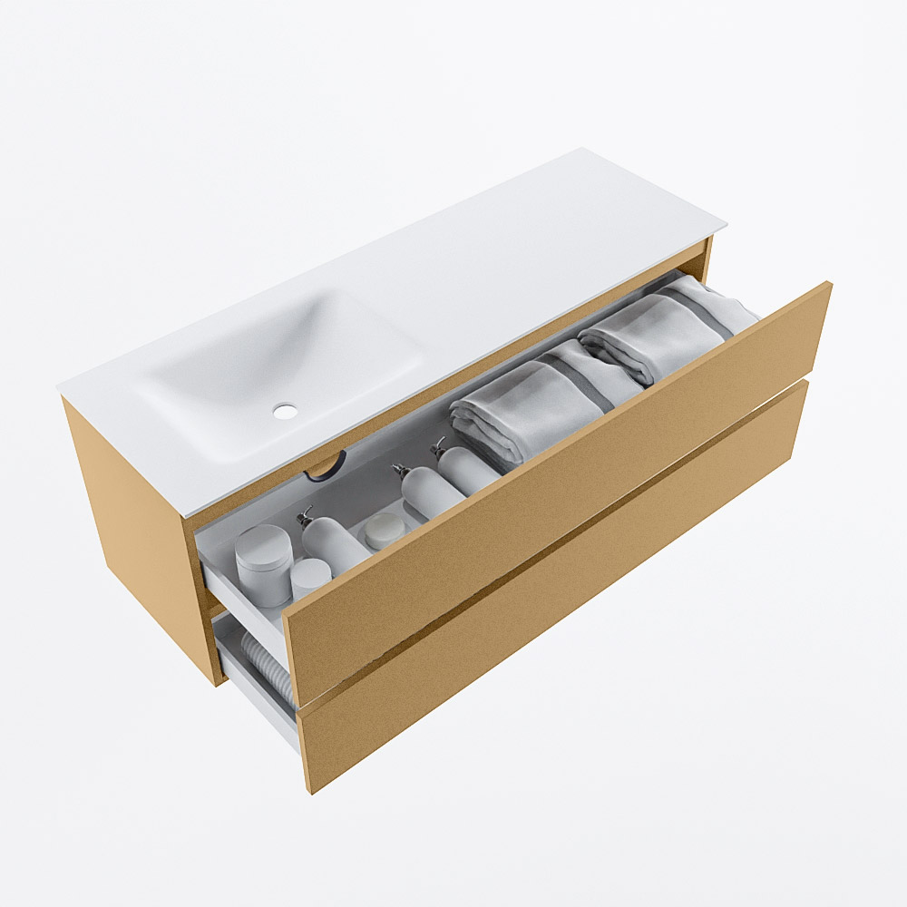 MONDIAZ VICA 140cm mueble de baño Oro 2 cajones. Lavabo CLOUD Izquierda 1 orificio, color Talc. 7 MONDIAZ VICA 140cm mueble de baño Oro 2 cajones. Lavabo CLOUD Izquierda 1 orificio, color Talc. - Imagen 7