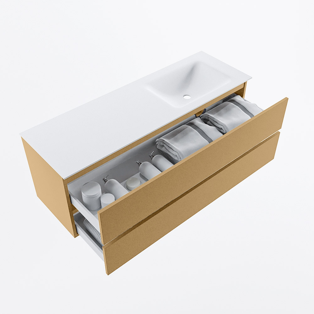 MONDIAZ VICA 140cm mueble de baño Oro 2 cajones. Lavabo CLOUD Derecho sin orificio, color Talc. 7 MONDIAZ VICA 140cm mueble de baño Oro 2 cajones. Lavabo CLOUD Derecho sin orificio, color Talc. - Imagen 7
