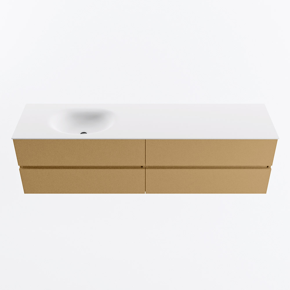 MONDIAZ VICA 180cm mueble de baño Oro 4 cajones. Lavabo MOON Izquierda sin orificio, color Talc. 5 MONDIAZ VICA 180cm mueble de baño Oro 4 cajones. Lavabo MOON Izquierda sin orificio, color Talc. - Imagen 5