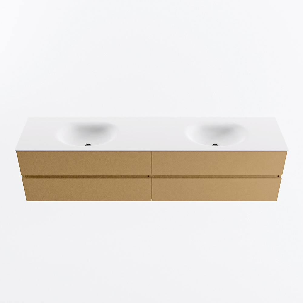 MONDIAZ VICA 200cm mueble de baño Oro 4 cajones. Lavabo MOON Doble 2 orificios, color Talc. 5 MONDIAZ VICA 200cm mueble de baño Oro 4 cajones. Lavabo MOON Doble 2 orificios, color Talc. - Imagen 5