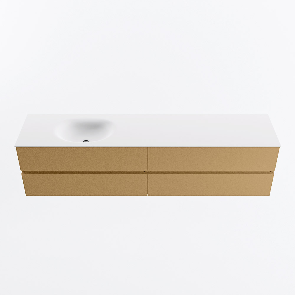 MONDIAZ VICA 200cm mueble de baño Oro 4 cajones. Lavabo MOON Izquierda sin orificio, color Talc. 5 MONDIAZ VICA 200cm mueble de baño Oro 4 cajones. Lavabo MOON Izquierda sin orificio, color Talc. - Imagen 5