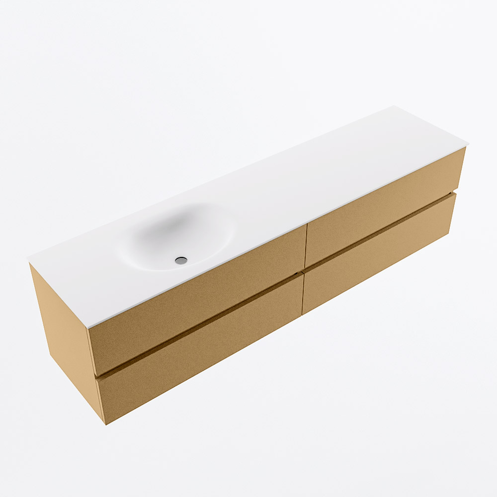 MONDIAZ VICA 190cm mueble de baño Oro 4 cajones. Lavabo MOON Izquierda 1 orificio, color Talc. 6 MONDIAZ VICA 190cm mueble de baño Oro 4 cajones. Lavabo MOON Izquierda 1 orificio, color Talc. - Imagen 6