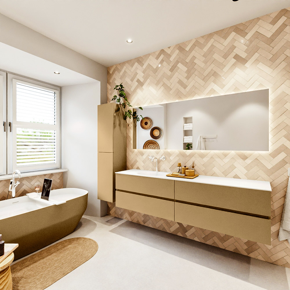 MONDIAZ VICA 190cm mueble de baño Oro 4 cajones. Lavabo MOON Izquierda 1 orificio, color Talc. 4 MONDIAZ VICA 190cm mueble de baño Oro 4 cajones. Lavabo MOON Izquierda 1 orificio, color Talc. - Imagen 4