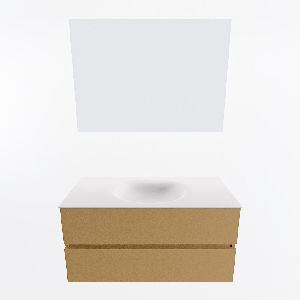MONDIAZ VICA 100cm mueble de baño Oro 2 cajones. Lavabo MOON Centro 1 orificio color Talc con espejo LED. 5 MONDIAZ VICA 100cm mueble de baño Oro 2 cajones. Lavabo MOON Centro 1 orificio color Talc con espejo LED. - Imagen 5