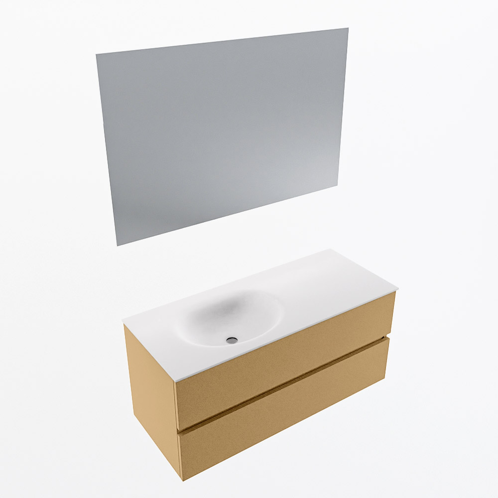 MONDIAZ VICA 110cm mueble de baño Oro 2 cajones. Lavabo MOON Izquierda 1 orificio color Talc con espejo LED. 6 MONDIAZ VICA 110cm mueble de baño Oro 2 cajones. Lavabo MOON Izquierda 1 orificio color Talc con espejo LED. - Imagen 6
