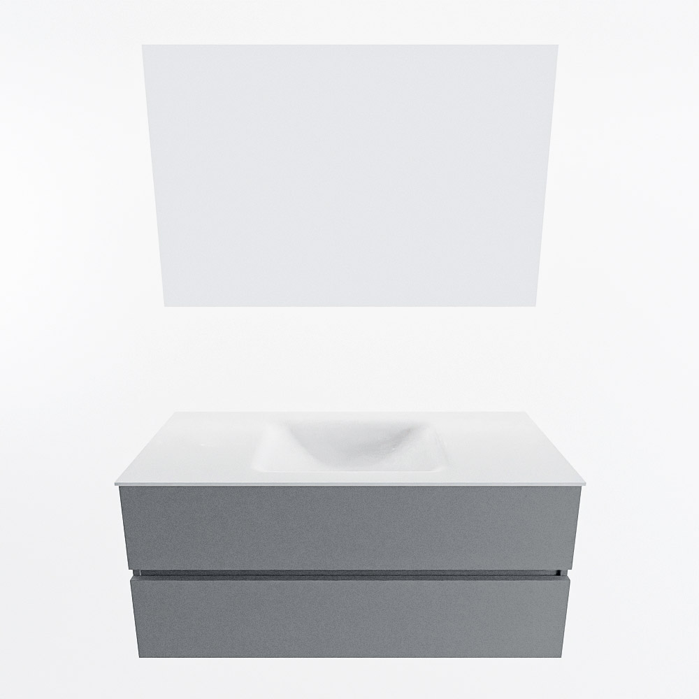 MONDIAZ VICA 110cm mueble de baño Plata 2 cajones. Lavabo CLOUD Centro sin orificio color Talc con espejo LED. 5 MONDIAZ VICA 110cm mueble de baño Plata 2 cajones. Lavabo CLOUD Centro sin orificio color Talc con espejo LED. - Imagen 5