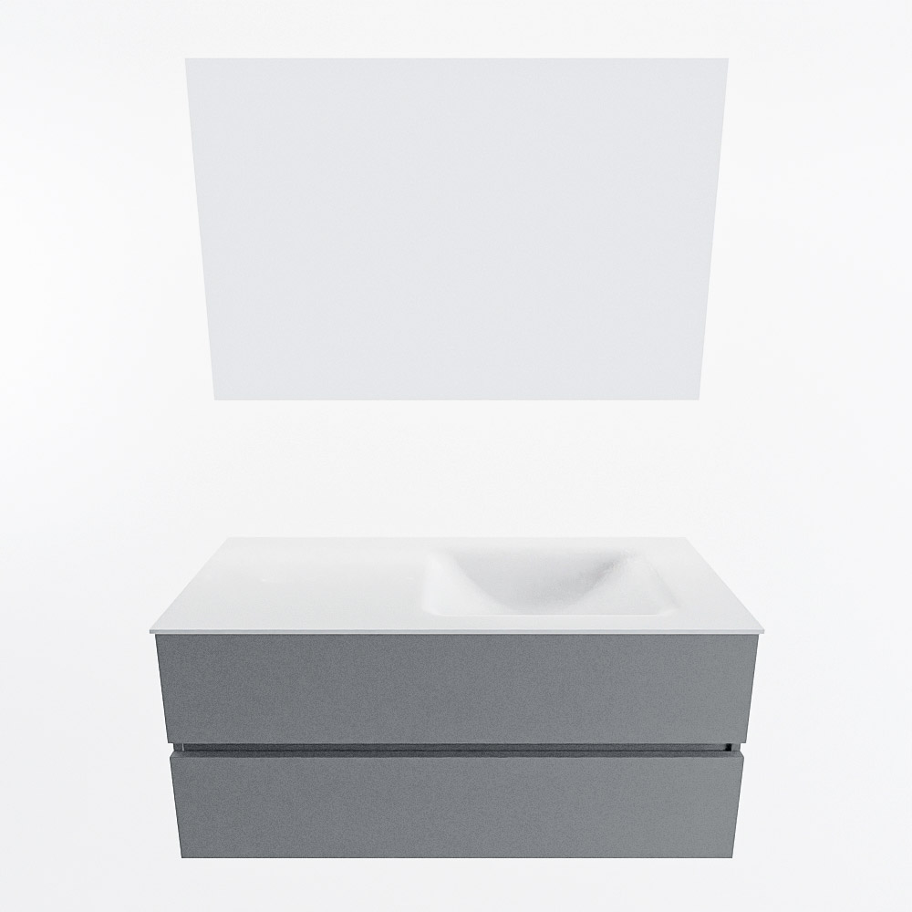 MONDIAZ VICA 110cm mueble de baño Plata 2 cajones. Lavabo CLOUD Derecho sin orificio color Talc con espejo LED. 5 MONDIAZ VICA 110cm mueble de baño Plata 2 cajones. Lavabo CLOUD Derecho sin orificio color Talc con espejo LED. - Imagen 5
