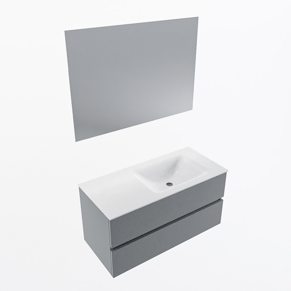 MONDIAZ VICA 100cm mueble de baño Plata 2 cajones. Lavabo CLOUD Derecho sin orificio color Talc con espejo LED. 6 MONDIAZ VICA 100cm mueble de baño Plata 2 cajones. Lavabo CLOUD Derecho sin orificio color Talc con espejo LED. - Imagen 6