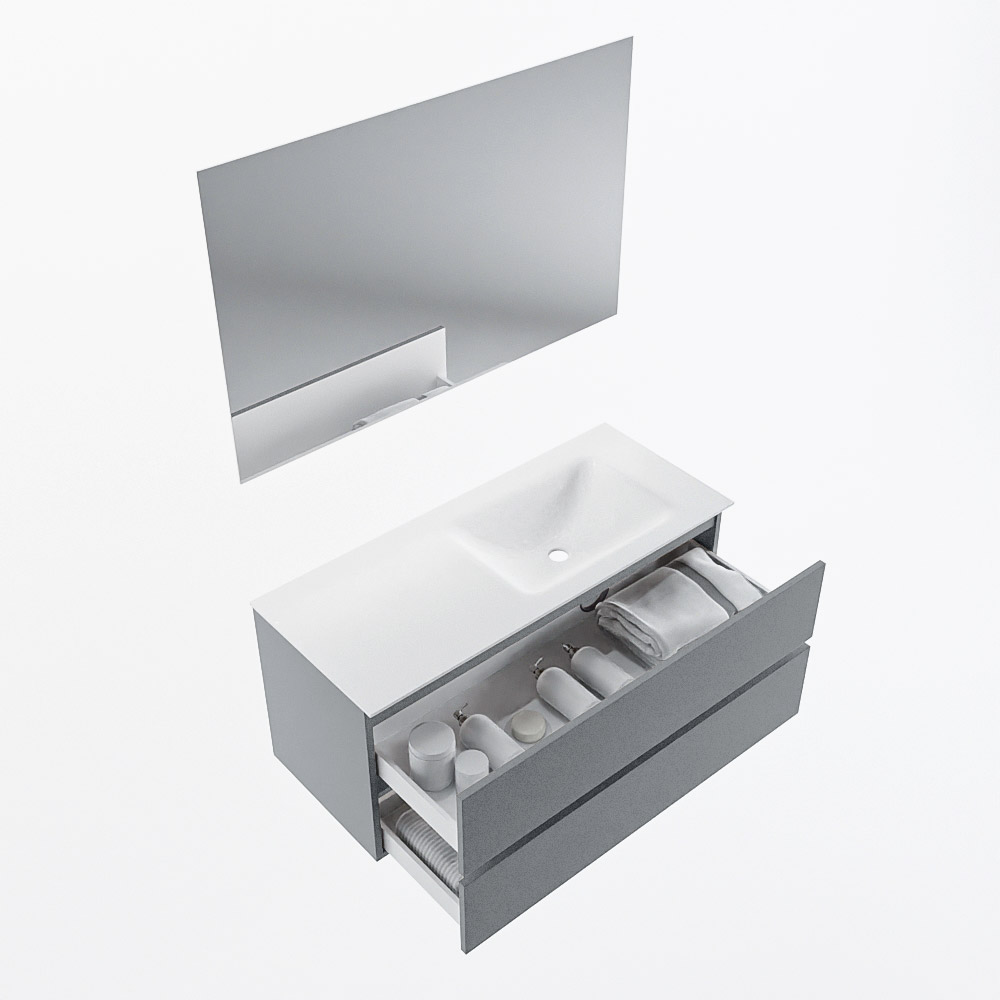 MONDIAZ VICA 110cm mueble de baño Plata 2 cajones. Lavabo CLOUD Derecho 1 orificio color Talc con espejo LED. 7 MONDIAZ VICA 110cm mueble de baño Plata 2 cajones. Lavabo CLOUD Derecho 1 orificio color Talc con espejo LED. - Imagen 7