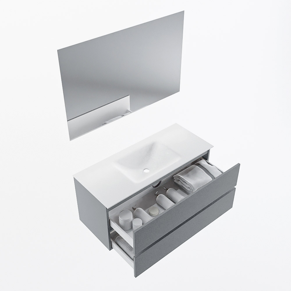 MONDIAZ VICA 110cm mueble de baño Plata 2 cajones. Lavabo CLOUD Centro sin orificio color Talc con espejo LED. 7 MONDIAZ VICA 110cm mueble de baño Plata 2 cajones. Lavabo CLOUD Centro sin orificio color Talc con espejo LED. - Imagen 7