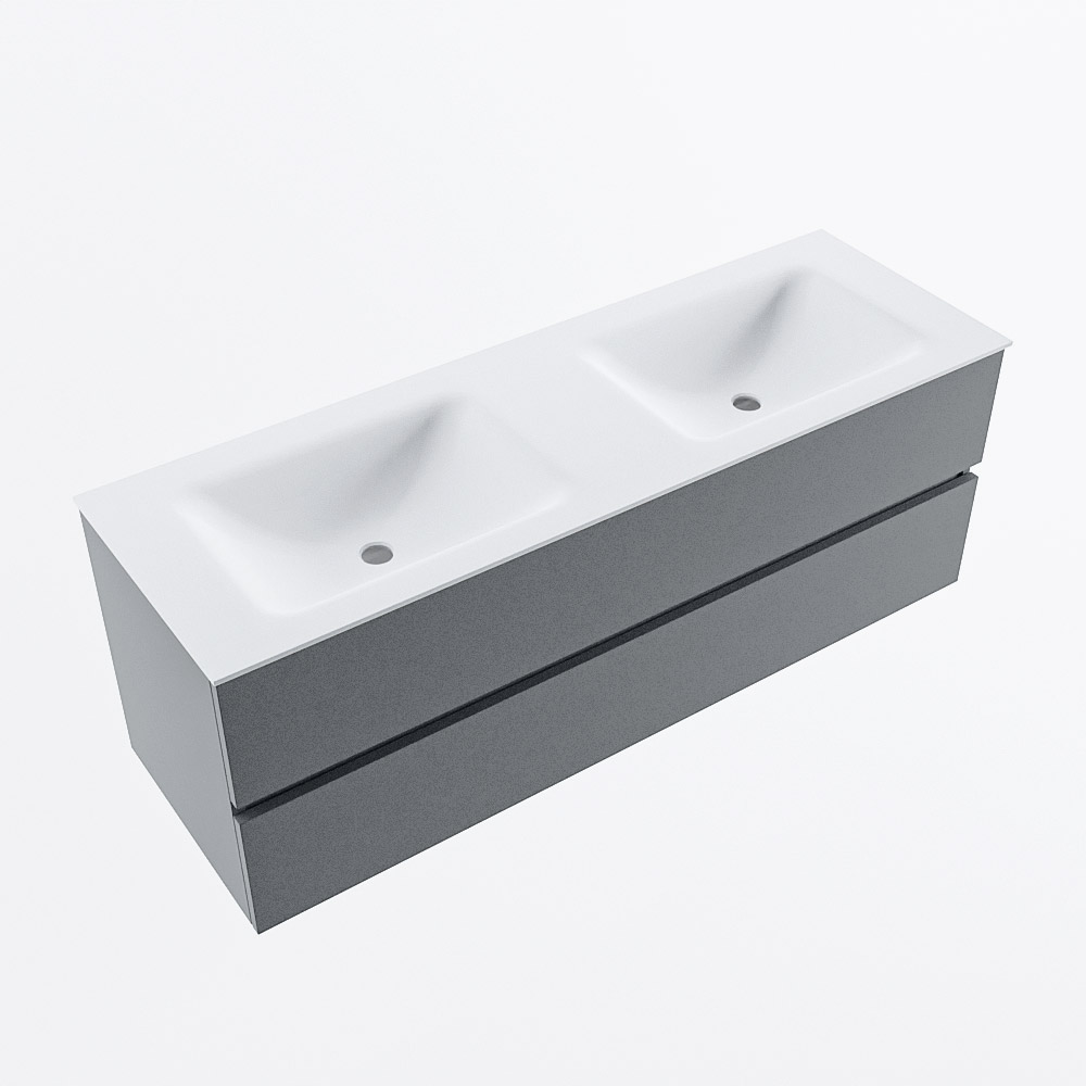 MONDIAZ VICA 140cm mueble de baño Plata 2 cajones. Lavabo CLOUD Doble 2 orificios, color Talc. 5 MONDIAZ VICA 140cm mueble de baño Plata 2 cajones. Lavabo CLOUD Doble 2 orificios, color Talc. - Imagen 5