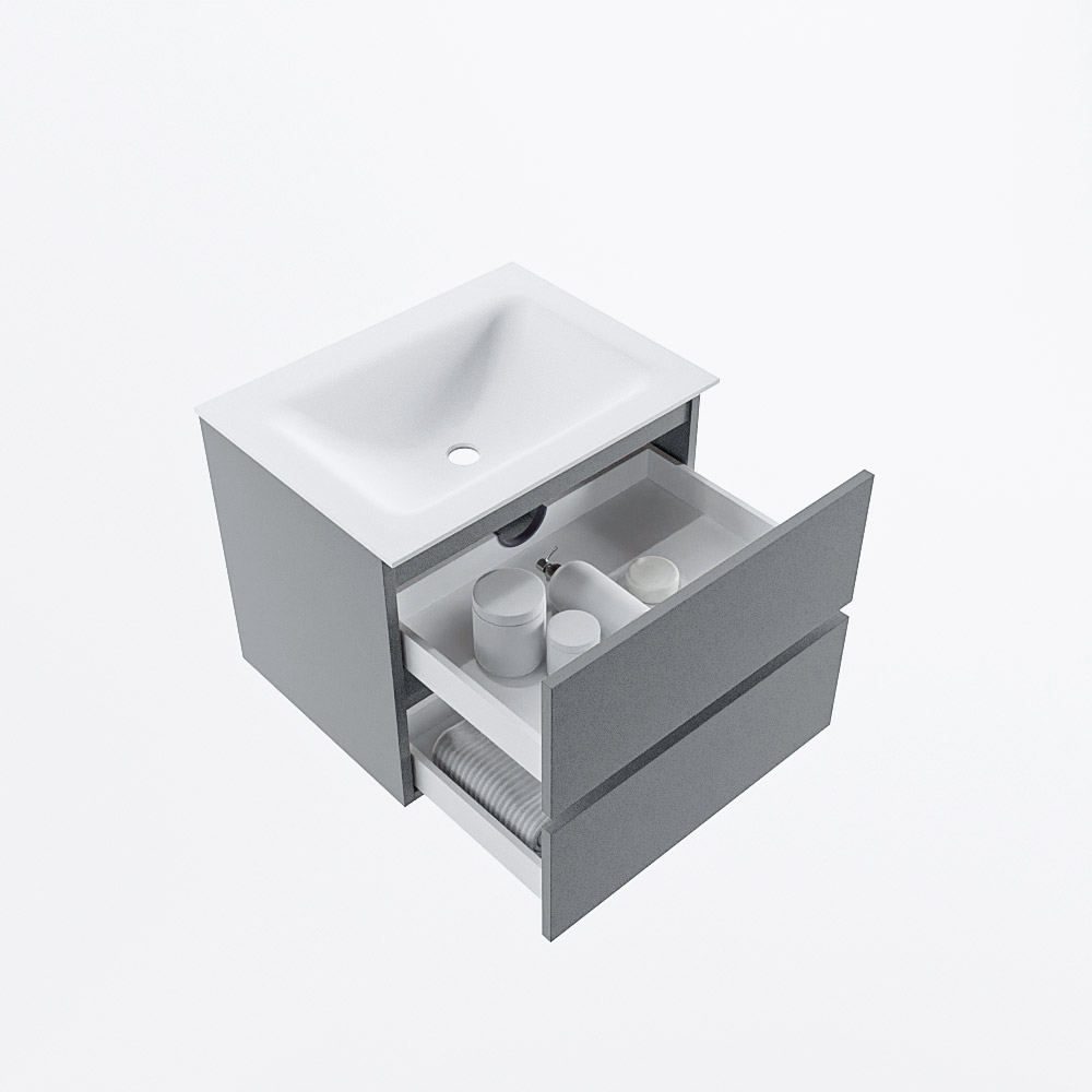 MONDIAZ VICA 60cm mueble de baño Plata 2 cajones. Lavabo CLOUD Centro sin orificio, color Talc. 7 MONDIAZ VICA 60cm mueble de baño Plata 2 cajones. Lavabo CLOUD Centro sin orificio, color Talc. - Imagen 7