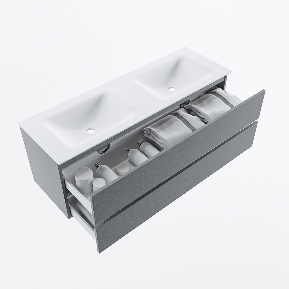 MONDIAZ VICA 140cm mueble de baño Plata 2 cajones. Lavabo CLOUD Doble 2 orificios, color Talc. 6 MONDIAZ VICA 140cm mueble de baño Plata 2 cajones. Lavabo CLOUD Doble 2 orificios, color Talc. - Imagen 6