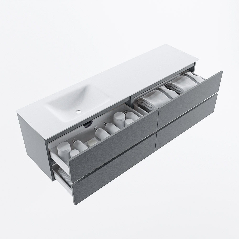 MONDIAZ VICA 180cm mueble de baño Plata 4 cajones. Lavabo CLOUD Izquierda sin orificio, color Talc. 7 MONDIAZ VICA 180cm mueble de baño Plata 4 cajones. Lavabo CLOUD Izquierda sin orificio, color Talc. - Imagen 7