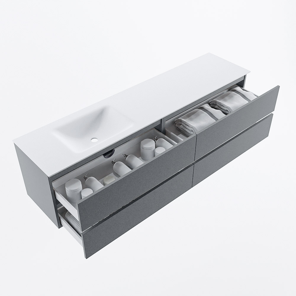 MONDIAZ VICA 190cm mueble de baño Plata 4 cajones. Lavabo CLOUD Izquierda 1 orificio, color Talc. 7 MONDIAZ VICA 190cm mueble de baño Plata 4 cajones. Lavabo CLOUD Izquierda 1 orificio, color Talc. - Imagen 7