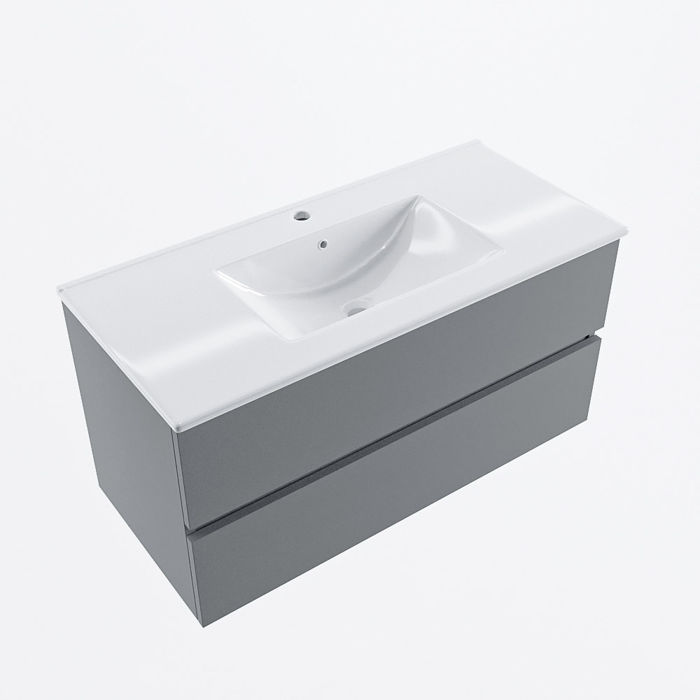 MONDIAZ VICA 100cm mueble de baño Plata 2 cajones. Lavabo DENIA Centro 1 orificio, color Blanco brillo. 6 MONDIAZ VICA 100cm mueble de baño Plata 2 cajones. Lavabo DENIA Centro 1 orificio, color Blanco brillo. - Imagen 6