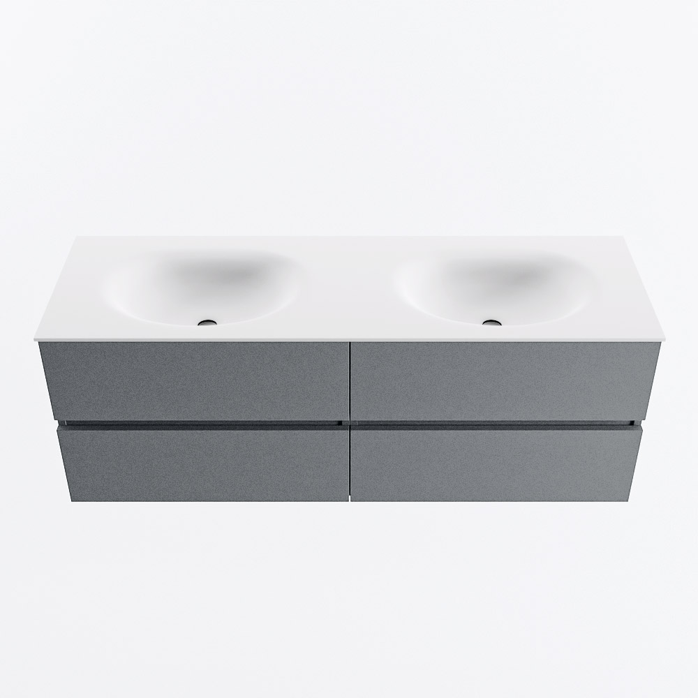 MONDIAZ VICA 140cm mueble de baño Plata 4 cajones. Lavabo MOON Doble sin orificio, color Talc. 5 MONDIAZ VICA 140cm mueble de baño Plata 4 cajones. Lavabo MOON Doble sin orificio, color Talc. - Imagen 5