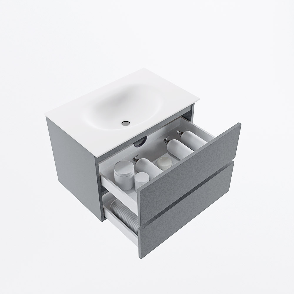MONDIAZ VICA 70cm mueble de baño Plata 2 cajones. Lavabo MOON Centro sin orificio, color Talc. 7 MONDIAZ VICA 70cm mueble de baño Plata 2 cajones. Lavabo MOON Centro sin orificio, color Talc. - Imagen 7
