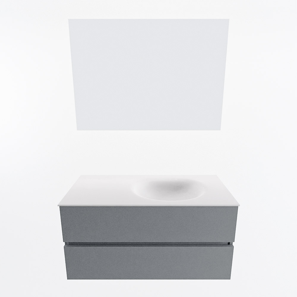 MONDIAZ VICA 100cm mueble de baño Plata 2 cajones. Lavabo MOON Derecho sin orificio color Talc con espejo LED. 5 MONDIAZ VICA 100cm mueble de baño Plata 2 cajones. Lavabo MOON Derecho sin orificio color Talc con espejo LED. - Imagen 5