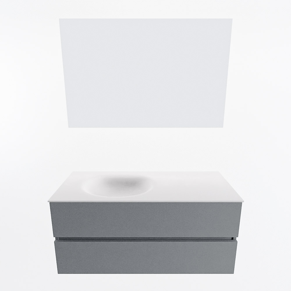MONDIAZ VICA 110cm mueble de baño Plata 2 cajones. Lavabo MOON Izquierda sin orificio color Talc con espejo LED. 5 MONDIAZ VICA 110cm mueble de baño Plata 2 cajones. Lavabo MOON Izquierda sin orificio color Talc con espejo LED. - Imagen 5