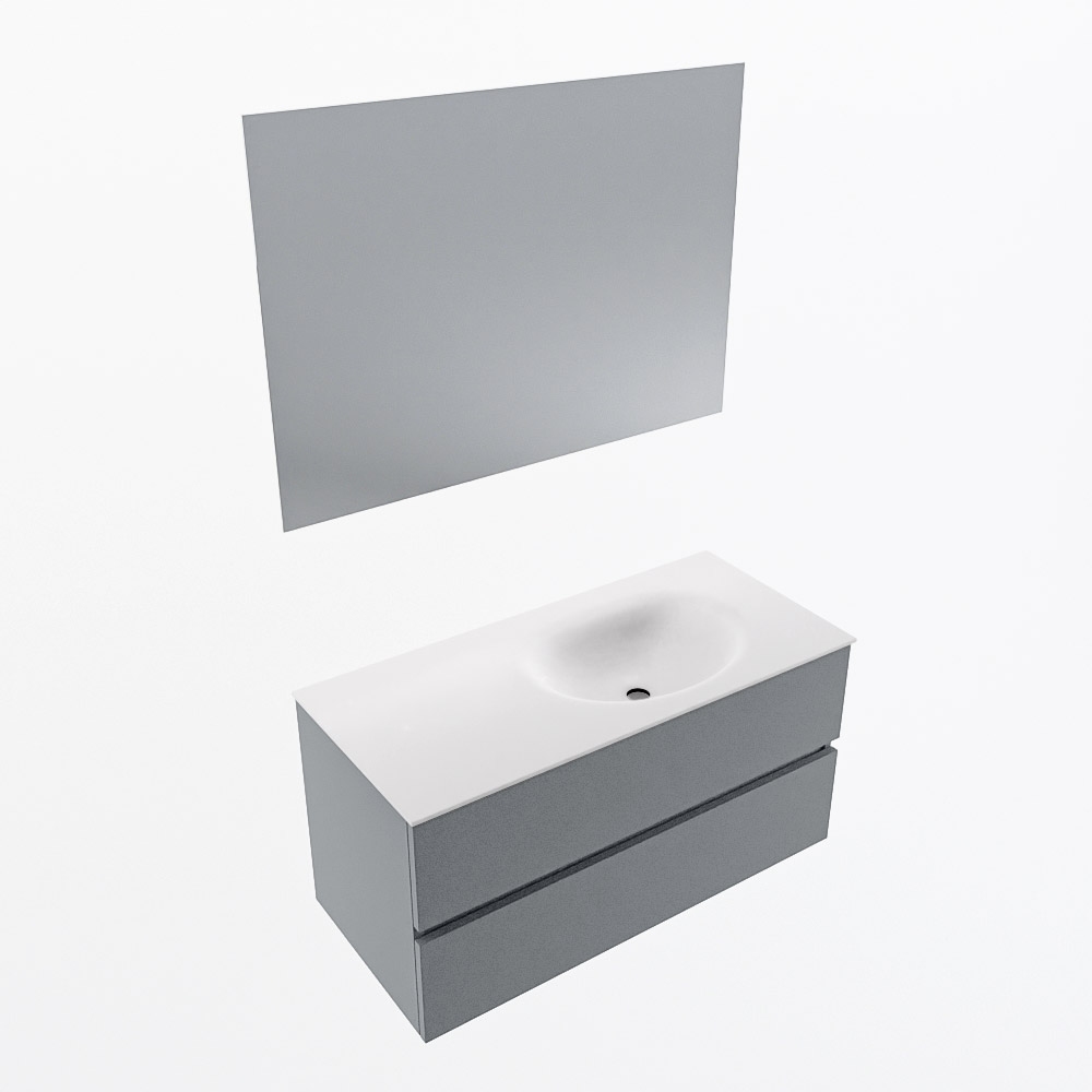 MONDIAZ VICA 100cm mueble de baño Plata 2 cajones. Lavabo MOON Derecho sin orificio color Talc con espejo LED. 6 MONDIAZ VICA 100cm mueble de baño Plata 2 cajones. Lavabo MOON Derecho sin orificio color Talc con espejo LED. - Imagen 6