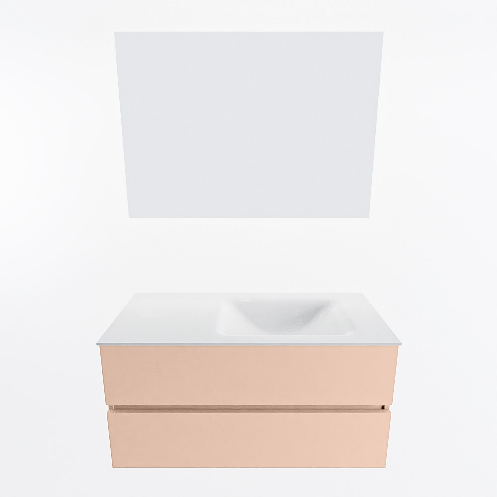 MONDIAZ VICA 100cm mueble de baño Rosee 2 cajones. Lavabo CLOUD Derecho sin orificio color Talc con espejo LED. 5 MONDIAZ VICA 100cm mueble de baño Rosee 2 cajones. Lavabo CLOUD Derecho sin orificio color Talc con espejo LED. - Imagen 5