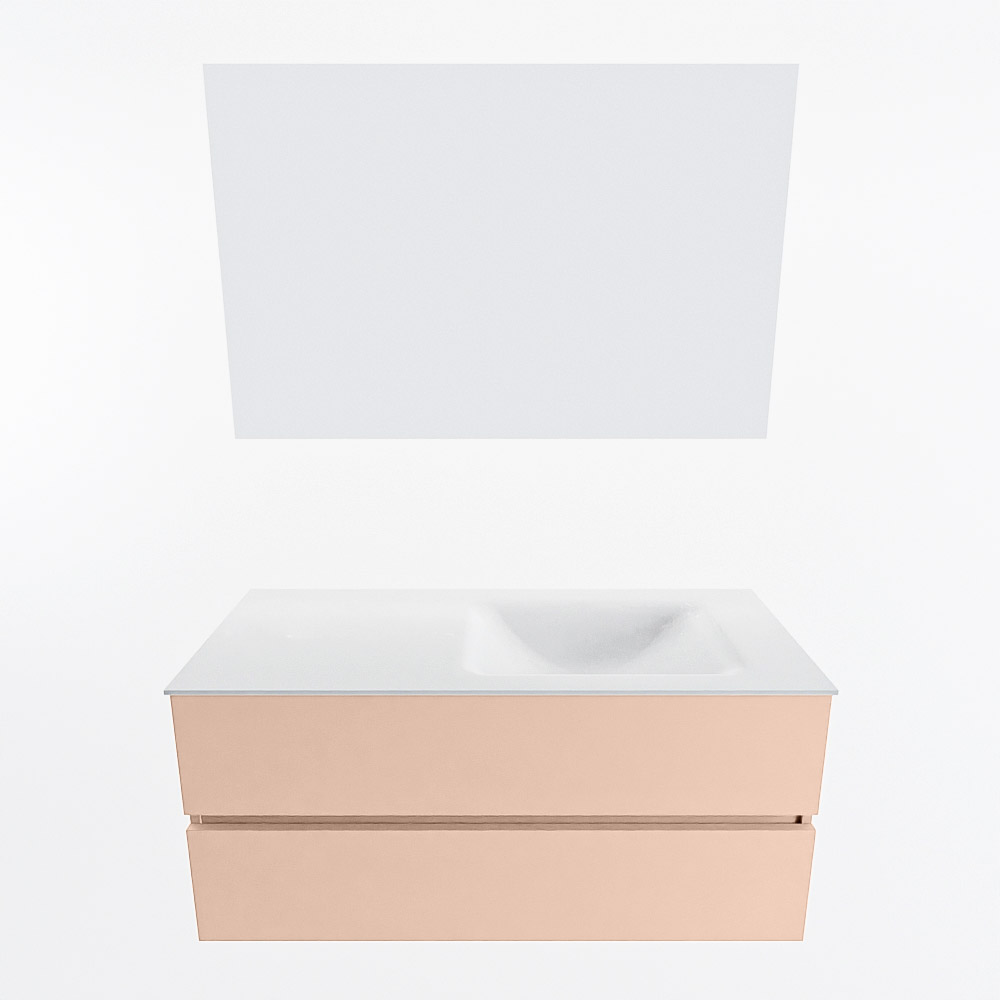 MONDIAZ VICA 110cm mueble de baño Rosee 2 cajones. Lavabo CLOUD Derecho 1 orificio color Talc con espejo LED. 5 MONDIAZ VICA 110cm mueble de baño Rosee 2 cajones. Lavabo CLOUD Derecho 1 orificio color Talc con espejo LED. - Imagen 5