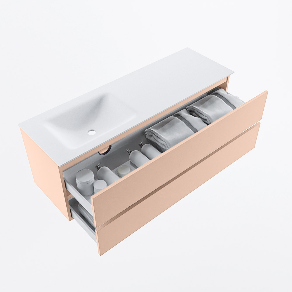 MONDIAZ VICA 140cm mueble de baño Rosee 2 cajones. Lavabo CLOUD Izquierda 1 orificio, color Talc. 7 MONDIAZ VICA 140cm mueble de baño Rosee 2 cajones. Lavabo CLOUD Izquierda 1 orificio, color Talc. - Imagen 7