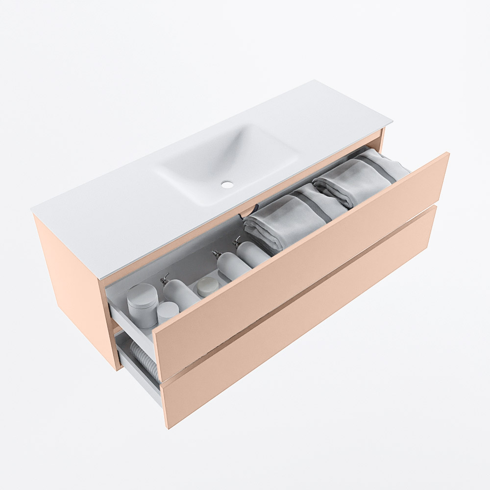 MONDIAZ VICA 140cm mueble de baño Rosee 2 cajones. Lavabo CLOUD Centro sin orificio, color Talc. 7 MONDIAZ VICA 140cm mueble de baño Rosee 2 cajones. Lavabo CLOUD Centro sin orificio, color Talc. - Imagen 7
