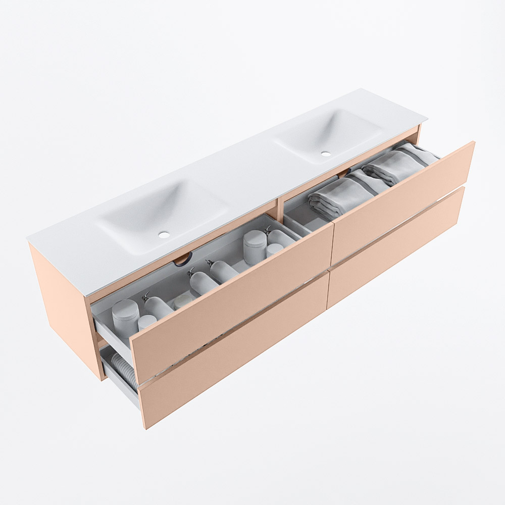 MONDIAZ VICA 200cm mueble de baño Rosee 4 cajones. Lavabo CLOUD Doble sin orificio, color Talc. 7 MONDIAZ VICA 200cm mueble de baño Rosee 4 cajones. Lavabo CLOUD Doble sin orificio, color Talc. - Imagen 7