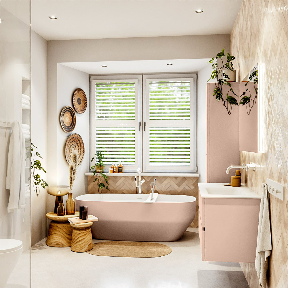 MONDIAZ VICA 100cm mueble de baño Rosee 2 cajones. Lavabo CLOUD Derecho sin orificio color Talc con espejo LED. 3 MONDIAZ VICA 100cm mueble de baño Rosee 2 cajones. Lavabo CLOUD Derecho sin orificio color Talc con espejo LED. - Imagen 3