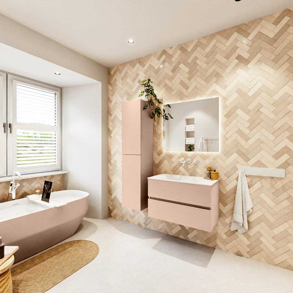 MONDIAZ VICA 80cm mueble de baño Rosee 2 cajones. Lavabo CLOUD Centro sin orificio, color Talc. 4 MONDIAZ VICA 80cm mueble de baño Rosee 2 cajones. Lavabo CLOUD Centro sin orificio, color Talc. - Imagen 4