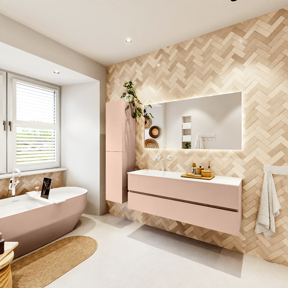 MONDIAZ VICA 140cm mueble de baño Rosee 2 cajones. Lavabo CLOUD Izquierda 1 orificio, color Talc. 4 MONDIAZ VICA 140cm mueble de baño Rosee 2 cajones. Lavabo CLOUD Izquierda 1 orificio, color Talc. - Imagen 4