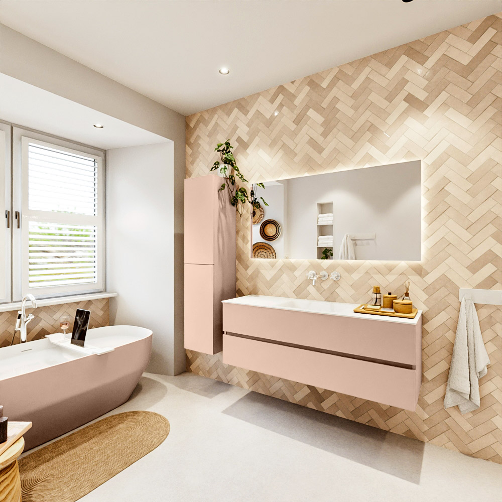 MONDIAZ VICA 140cm mueble de baño Rosee 2 cajones. Lavabo CLOUD Centro sin orificio, color Talc. 4 MONDIAZ VICA 140cm mueble de baño Rosee 2 cajones. Lavabo CLOUD Centro sin orificio, color Talc. - Imagen 4