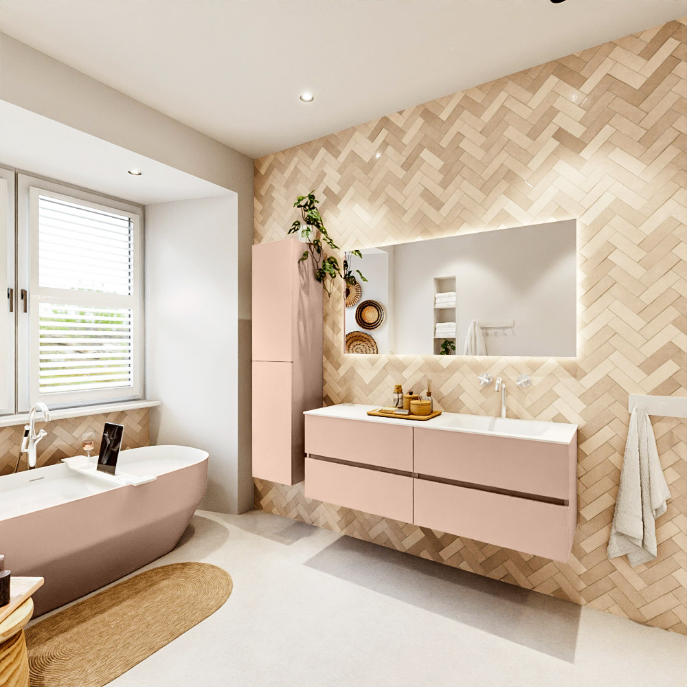 MONDIAZ VICA 140cm mueble de baño Rosee 4 cajones. Lavabo CLOUD Derecho 1 orificio, color Talc. 4 MONDIAZ VICA 140cm mueble de baño Rosee 4 cajones. Lavabo CLOUD Derecho 1 orificio, color Talc. - Imagen 4