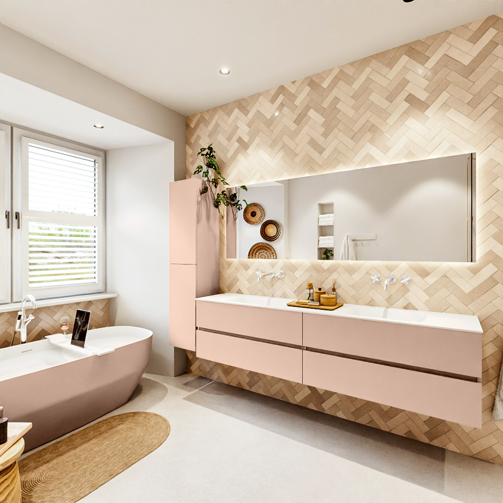MONDIAZ VICA 200cm mueble de baño Rosee 4 cajones. Lavabo CLOUD Doble sin orificio, color Talc. 4 MONDIAZ VICA 200cm mueble de baño Rosee 4 cajones. Lavabo CLOUD Doble sin orificio, color Talc. - Imagen 4