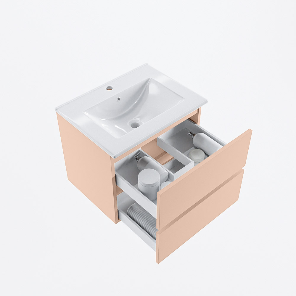 MONDIAZ VICA 60cm mueble de baño Rosee 2 cajones. Lavabo DENIA Centro 1 orificio, color Blanco brillo. 7 MONDIAZ VICA 60cm mueble de baño Rosee 2 cajones. Lavabo DENIA Centro 1 orificio, color Blanco brillo. - Imagen 7