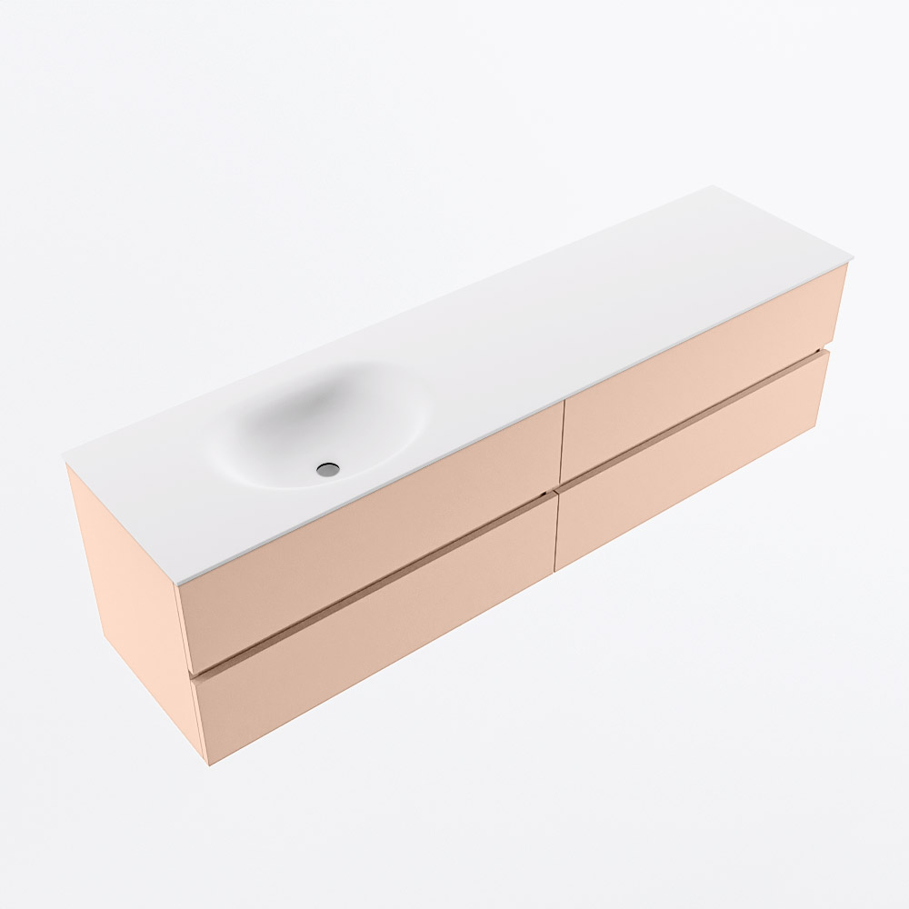 MONDIAZ VICA 180cm mueble de baño Rosee 4 cajones. Lavabo MOON Izquierda sin orificio, color Talc. 6 MONDIAZ VICA 180cm mueble de baño Rosee 4 cajones. Lavabo MOON Izquierda sin orificio, color Talc. - Imagen 6