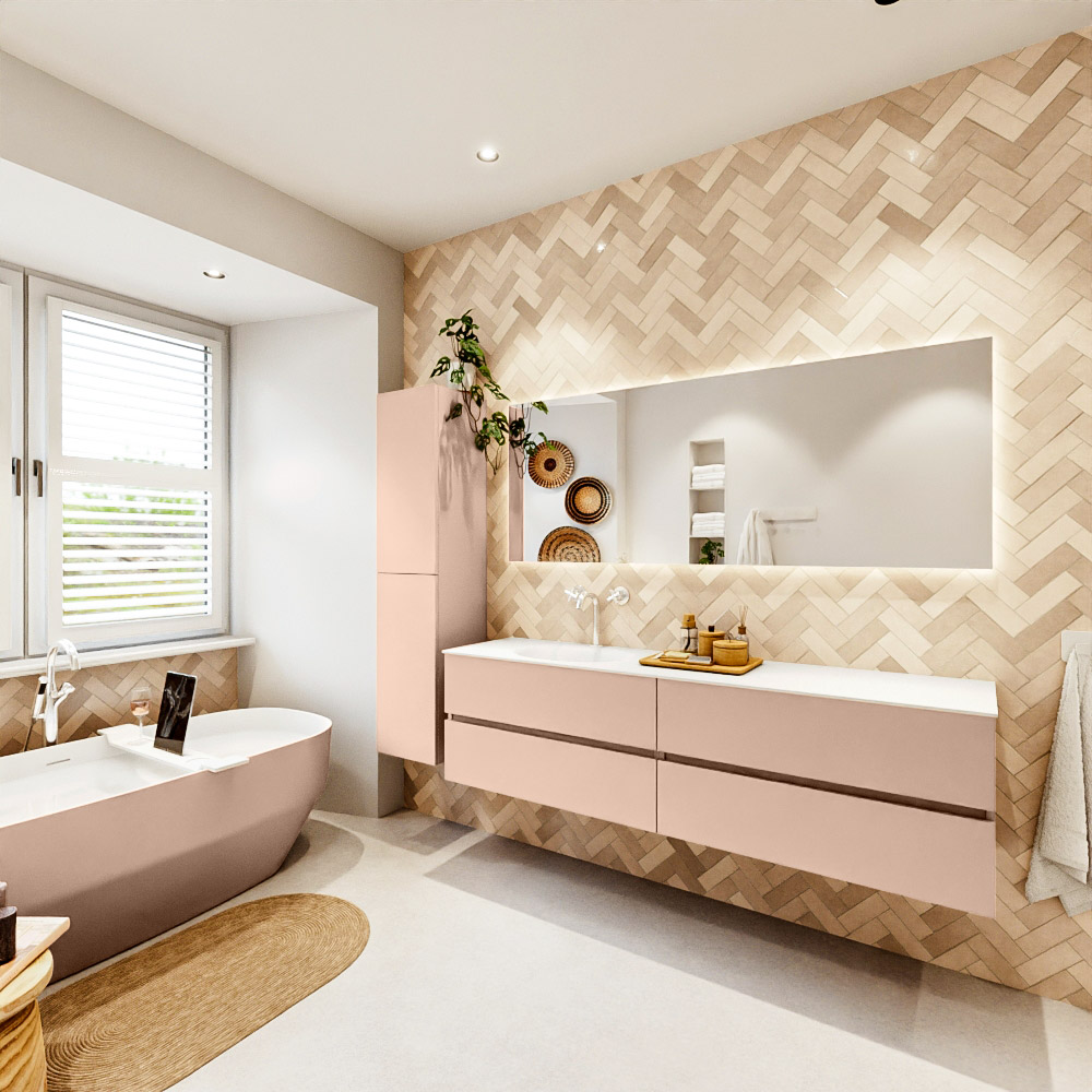 MONDIAZ VICA 180cm mueble de baño Rosee 4 cajones. Lavabo MOON Izquierda 1 orificio, color Talc. 4 MONDIAZ VICA 180cm mueble de baño Rosee 4 cajones. Lavabo MOON Izquierda 1 orificio, color Talc. - Imagen 4