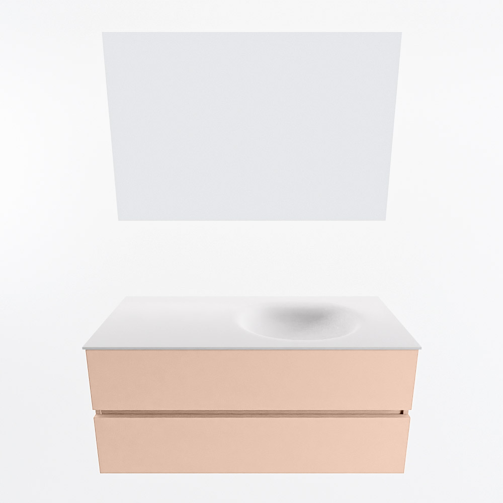 MONDIAZ VICA 110cm mueble de baño Rosee 2 cajones. Lavabo MOON Derecho 1 orificio color Talc con espejo LED. 5 MONDIAZ VICA 110cm mueble de baño Rosee 2 cajones. Lavabo MOON Derecho 1 orificio color Talc con espejo LED. - Imagen 5