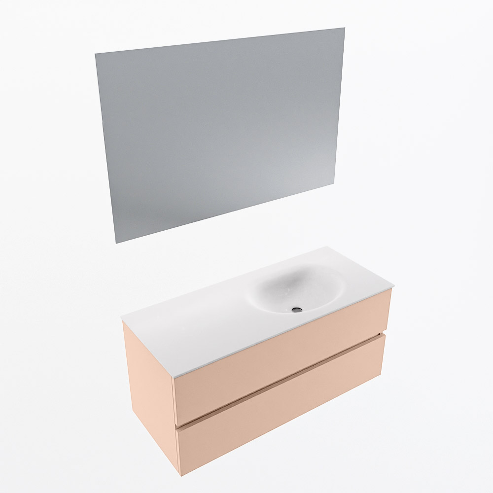 MONDIAZ VICA 110cm mueble de baño Rosee 2 cajones. Lavabo MOON Derecho 1 orificio color Talc con espejo LED. 6 MONDIAZ VICA 110cm mueble de baño Rosee 2 cajones. Lavabo MOON Derecho 1 orificio color Talc con espejo LED. - Imagen 6